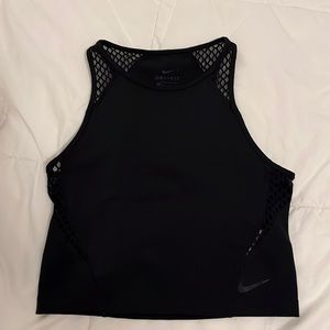 Black Nike tank in XS Mesh Sides Mesh Sleeves Cropped High Neck Racerback